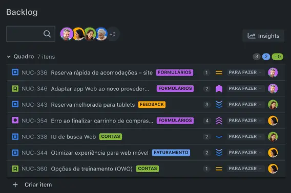 Visualização Backlog no Jira