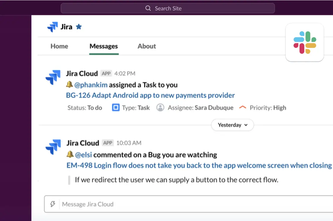 Intégration Slack et Jira